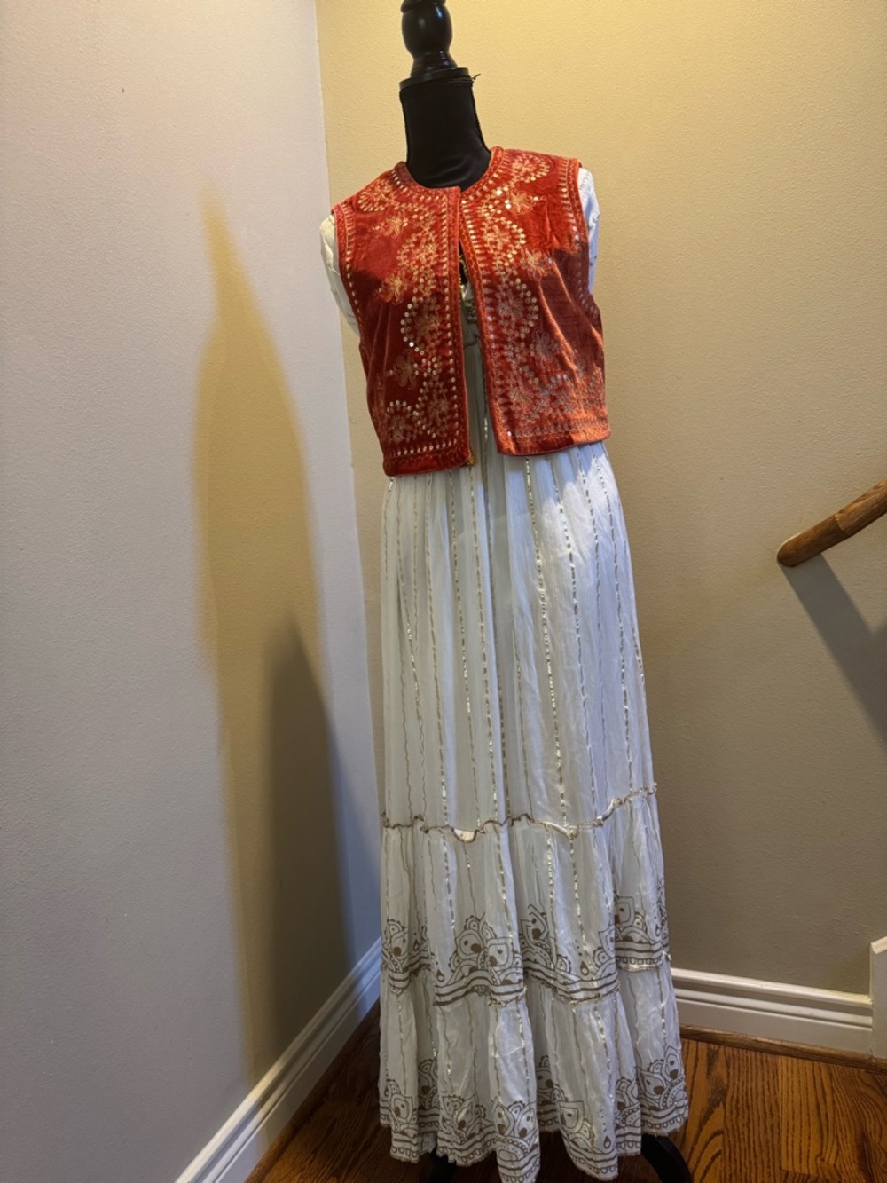 Small Rust Colored Embroidered Velvet Vest - Picture 6 of 6